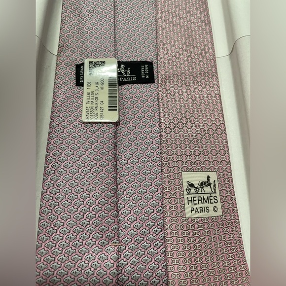 Hermes Paris 8cm Pink Twillbi tie - Picture 4 of 5